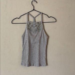 grey tank with lace on front